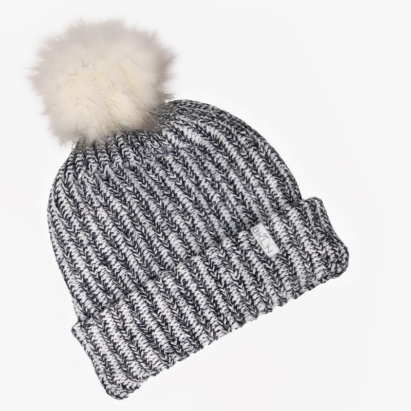 Snow & Ink Black Beanie with White Pom - Adult/Big Kid