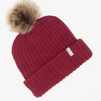 Brick Red Beanie with Brown Pom - Adult/Big Kid