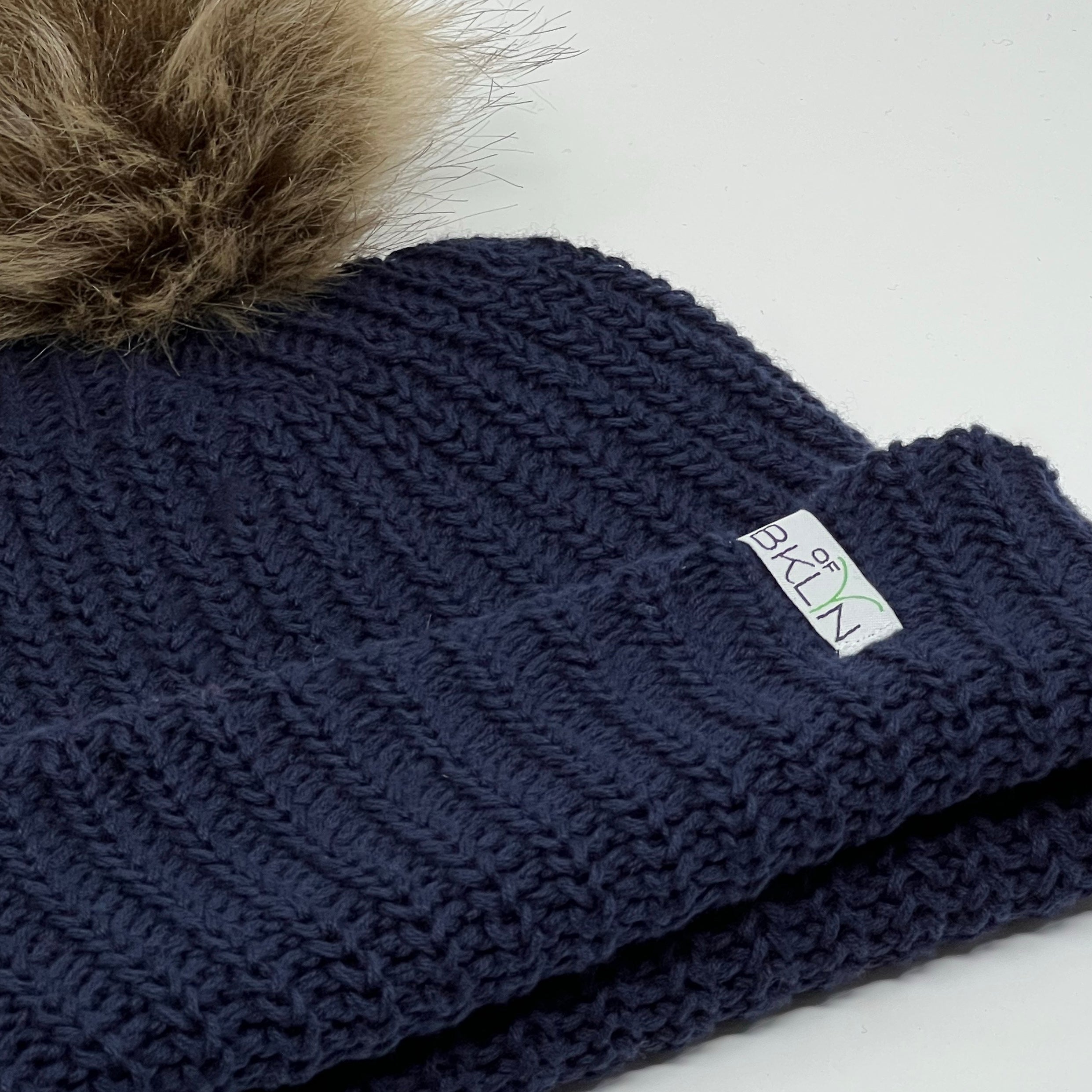 Classic Navy Beanie with Dark Brown Pom - Children – BEAN of