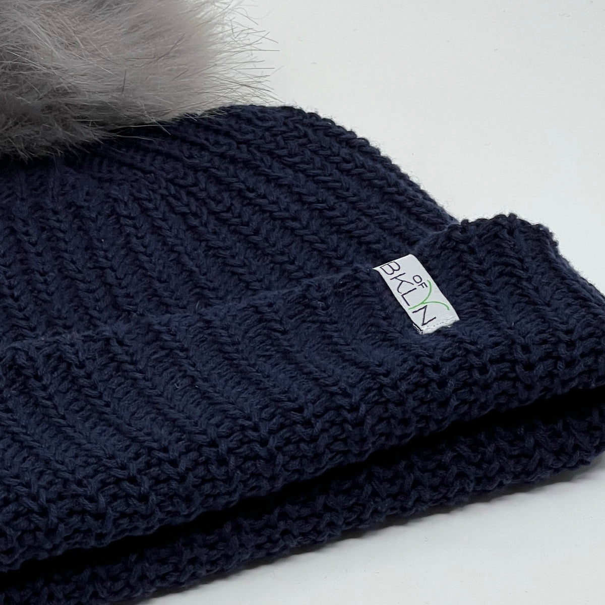 Classic Navy Beanie with Gray Pom - Children