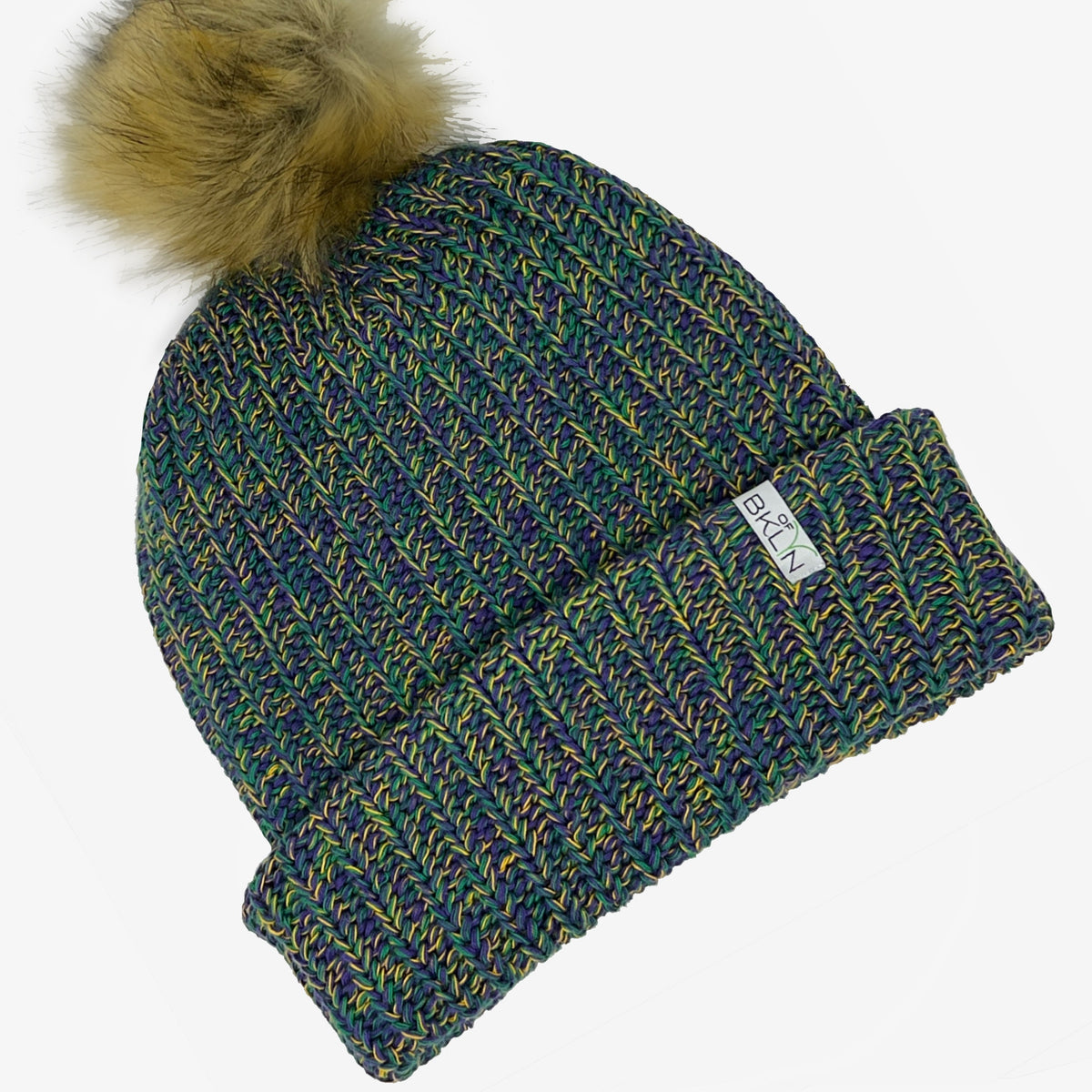 Rainforest Beanie with Brown Pom - Adult/Big Kid