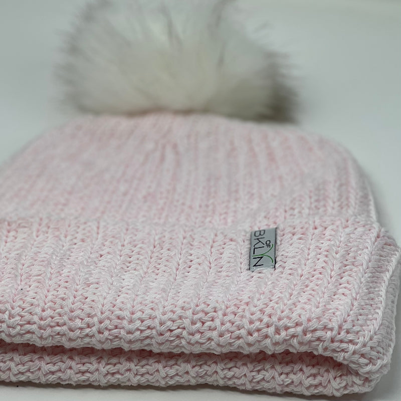 Ballet Slipper Pink Beanie with White Pom - Adult/Big Kid