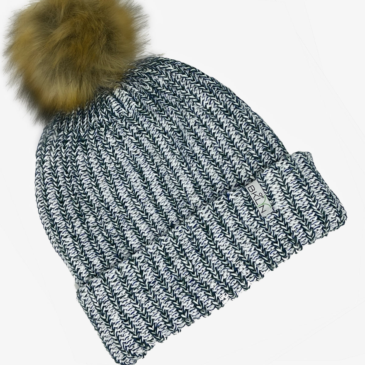 Peacock Beanie with Brown Pom - Adult/Big Kid