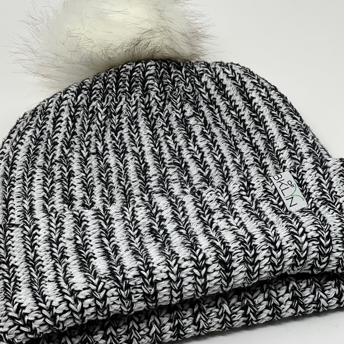 Snow & Ink Black Beanie with White Pom - Adult/Big Kid