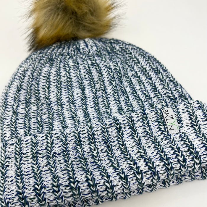 Peacock Beanie with Brown Pom - Adult/Big Kid